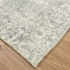 Cloud Distressed Medallion Cream Blue Washable Rug