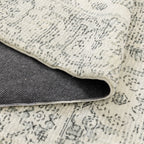 Cloud Distressed Medallion Cream Blue Washable Rug