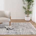 Bohemian Paradise Medalion Grey Blue Rug - 06GBLU