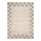 Eco Weave Checkered Border Cream Beige Jute and Wool Rug