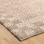 Eco Weave Checkered Border Cream Beige Jute and Wool Rug