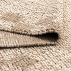 Eco Weave Checkered Border Cream Beige Jute and Wool Rug