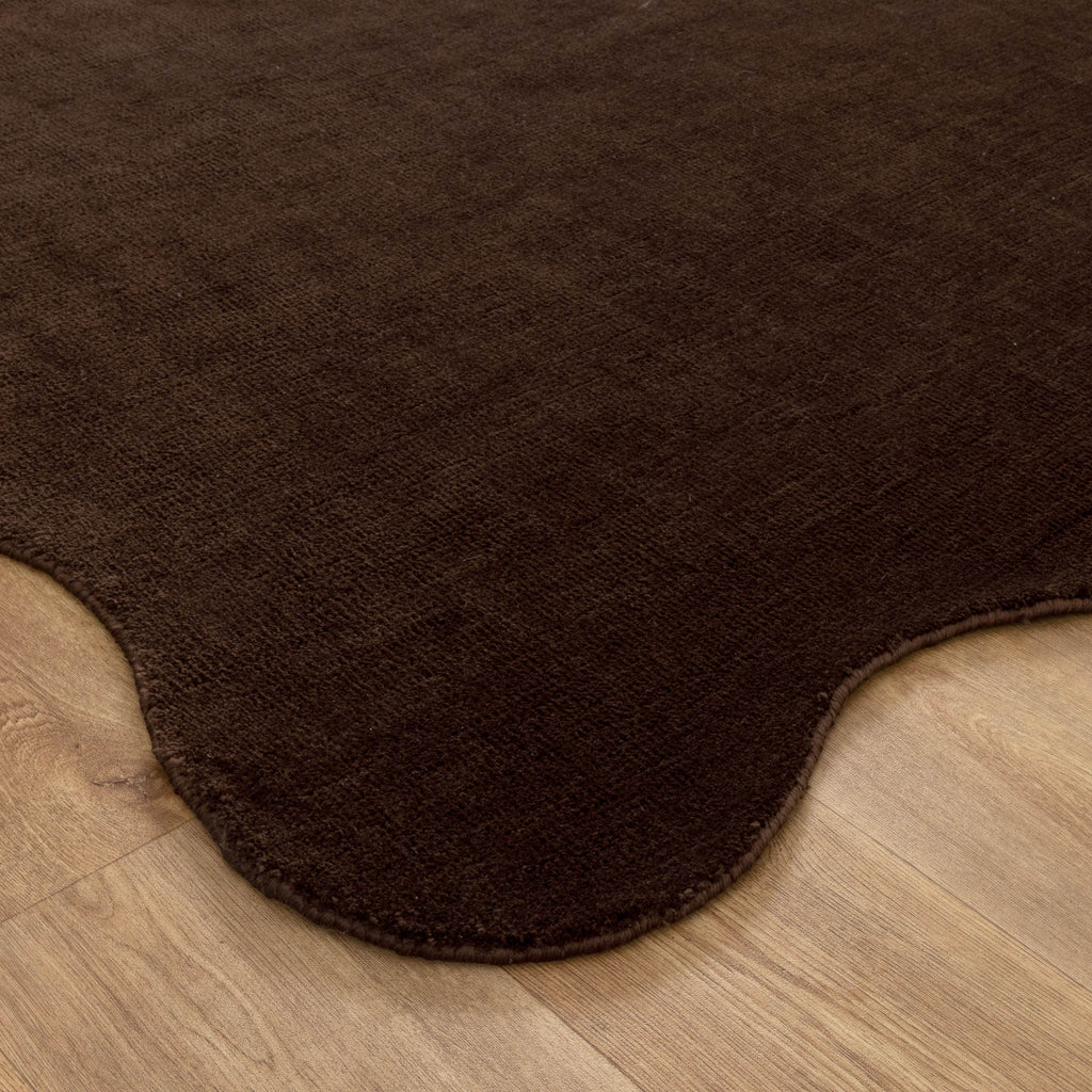 Ollie Scalloped Irregular Round Rug Chocolate