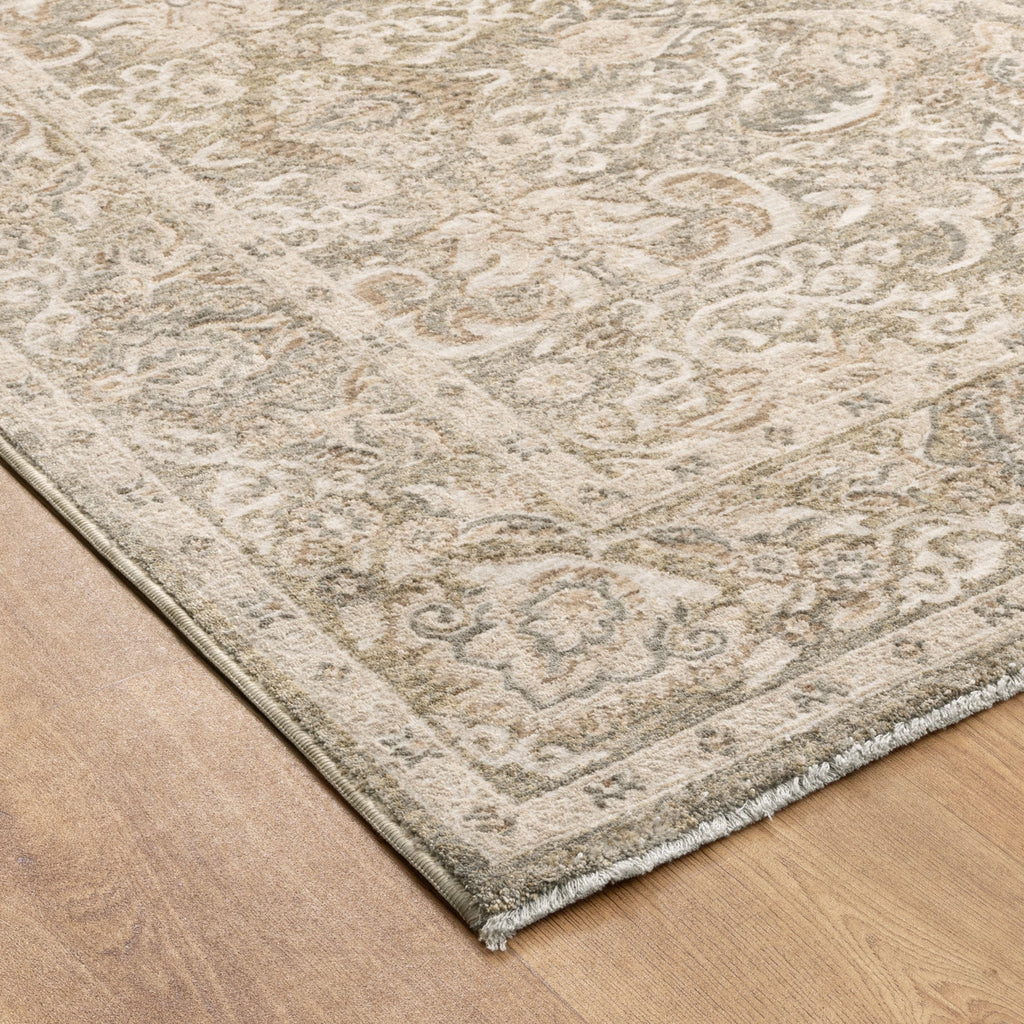 D102- Delphine Regal Green Beige Vintage Rug