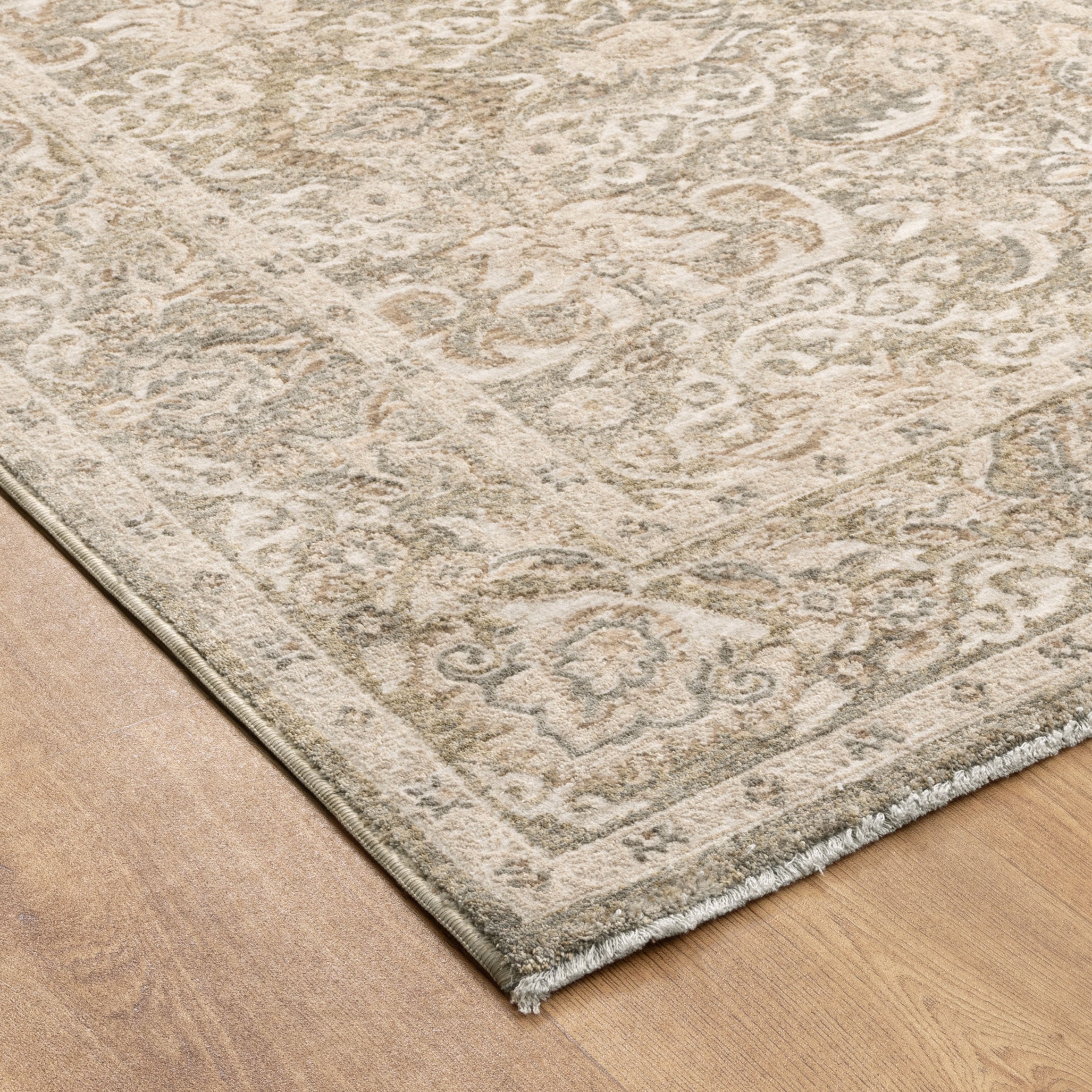 D102- Delphine Regal Green Beige Vintage Rug