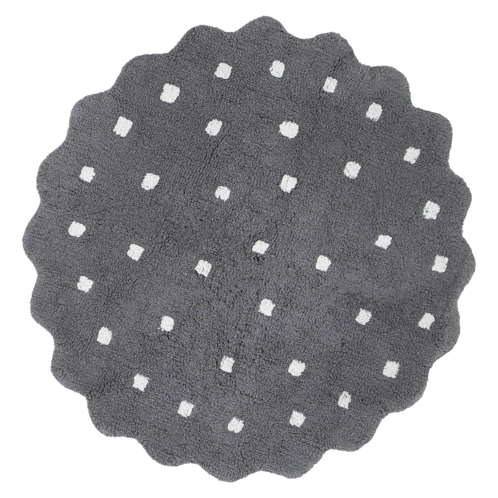 Mellow Round Scalloped Kids Rug Grey