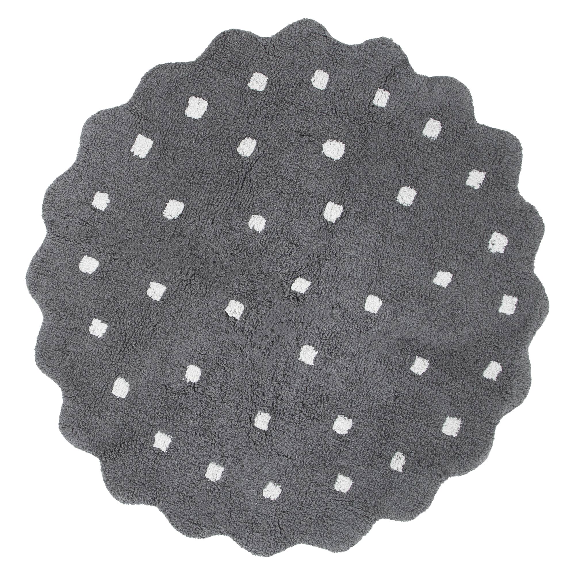 Mellow Round Scalloped Kids Rug Grey