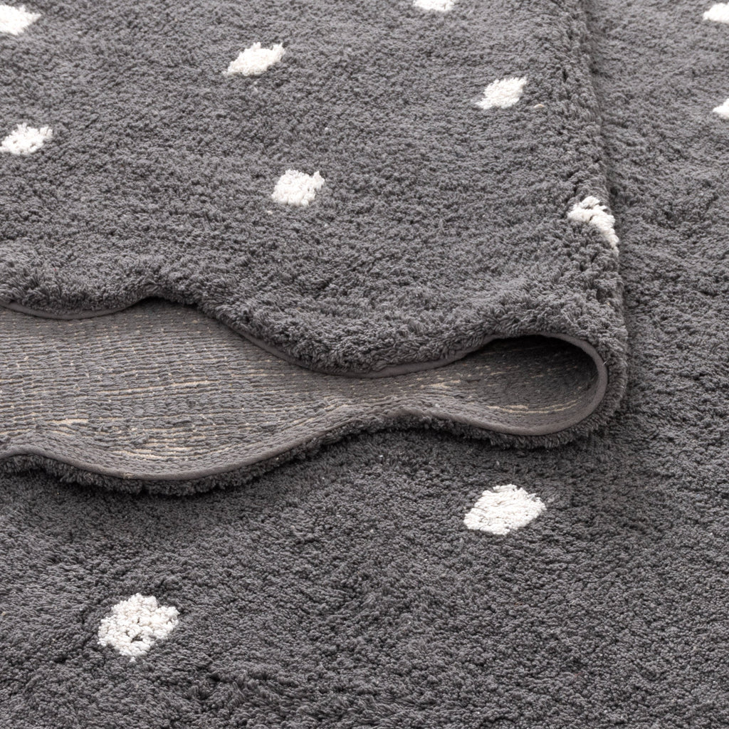 Mellow Round Scalloped Kids Rug Grey