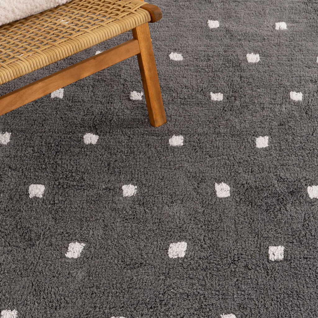 Mellow Round Scalloped Kids Rug Grey
