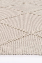 Goa Lattice Wool Blend Cream Rug (No Tassel)