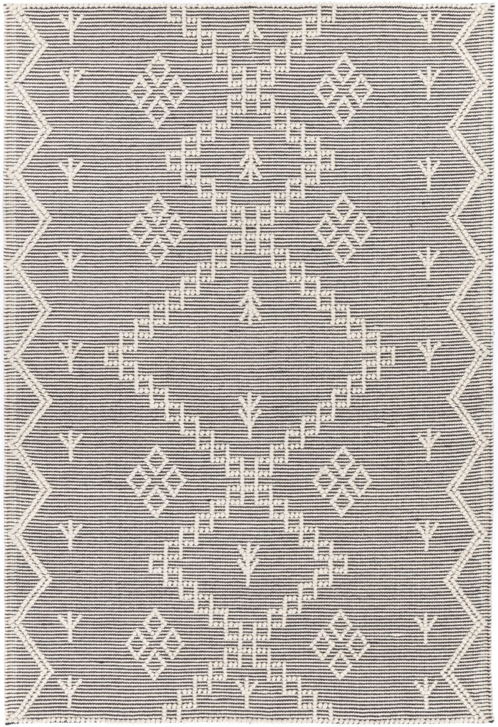 Goa Aztec Wool Blend Cream Rug (No Tassel)