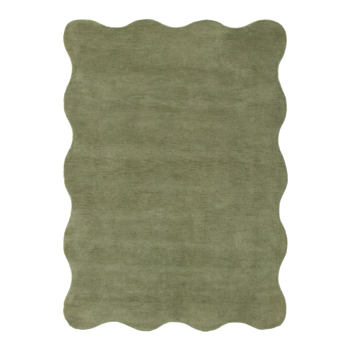 Ollie Scalloped Irregular Rug Green