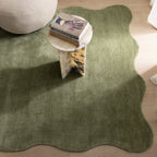 Ollie Scalloped Irregular Rug Green