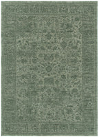 Heritage Distressed Border Green Rug - H107