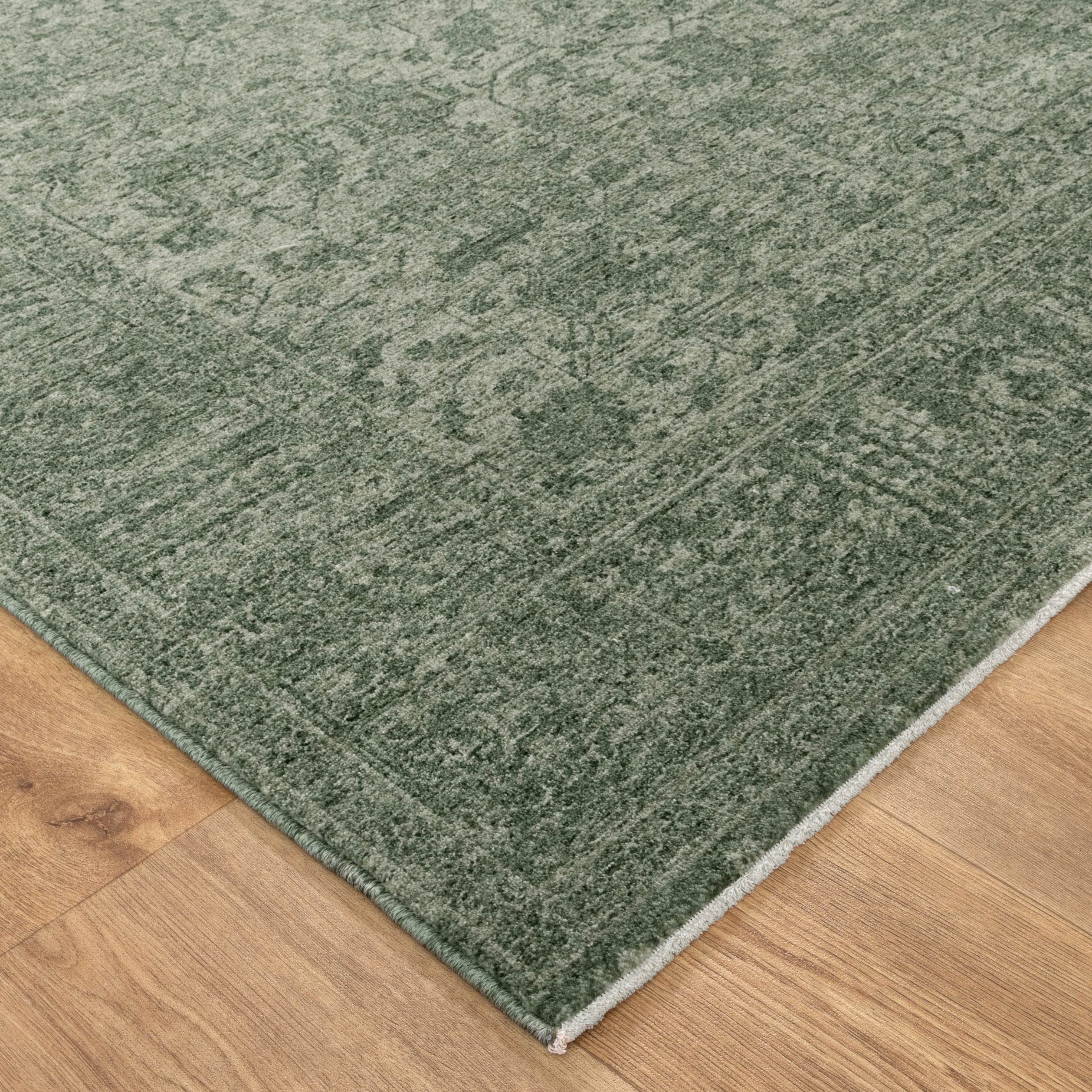 Heritage Distressed Border Green Rug - H107