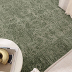 Heritage Distressed Border Green Rug - H107