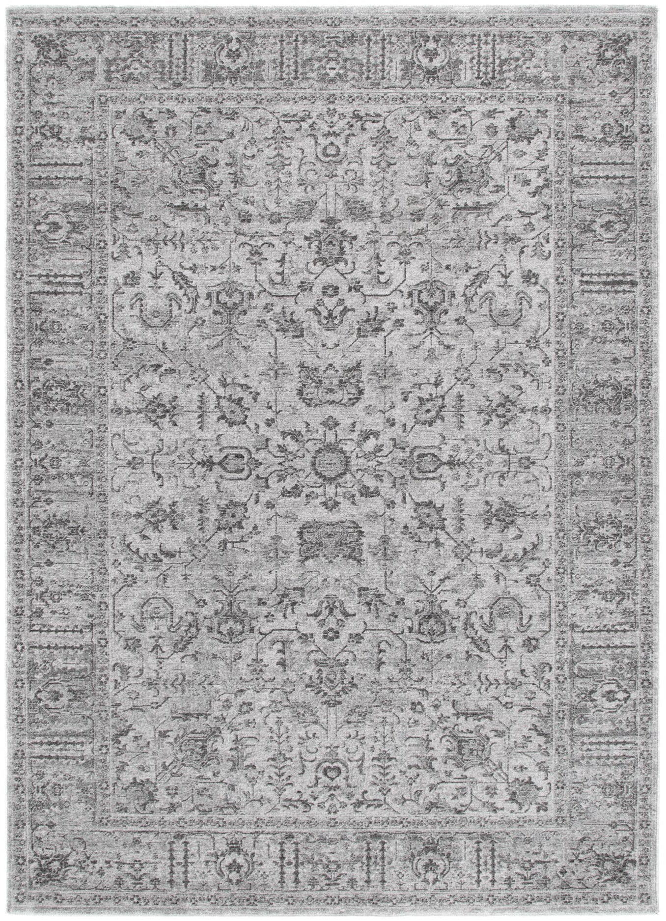 Heritage Distressed Border Grey Rug - H108