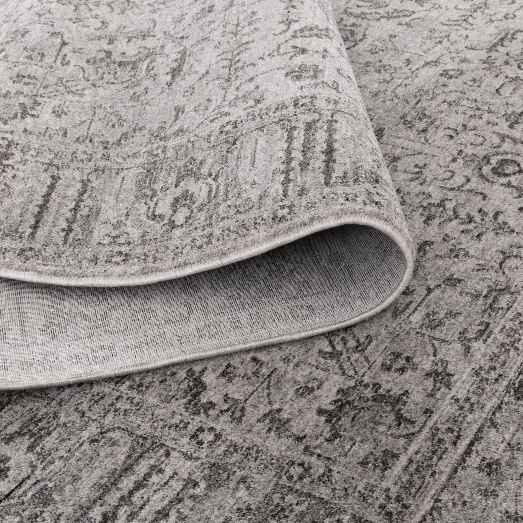Heritage Distressed Border Grey Rug - H108