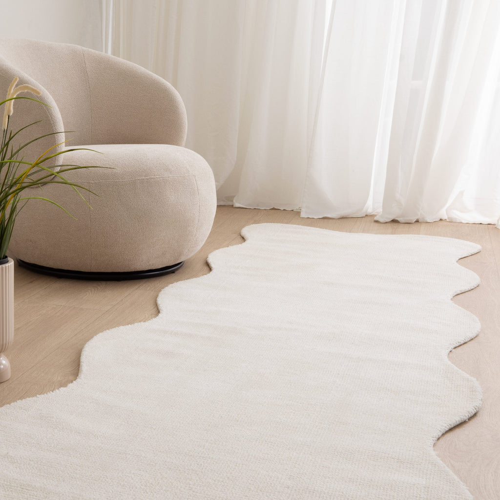 Ollie Scalloped Irregular Runner Ivory