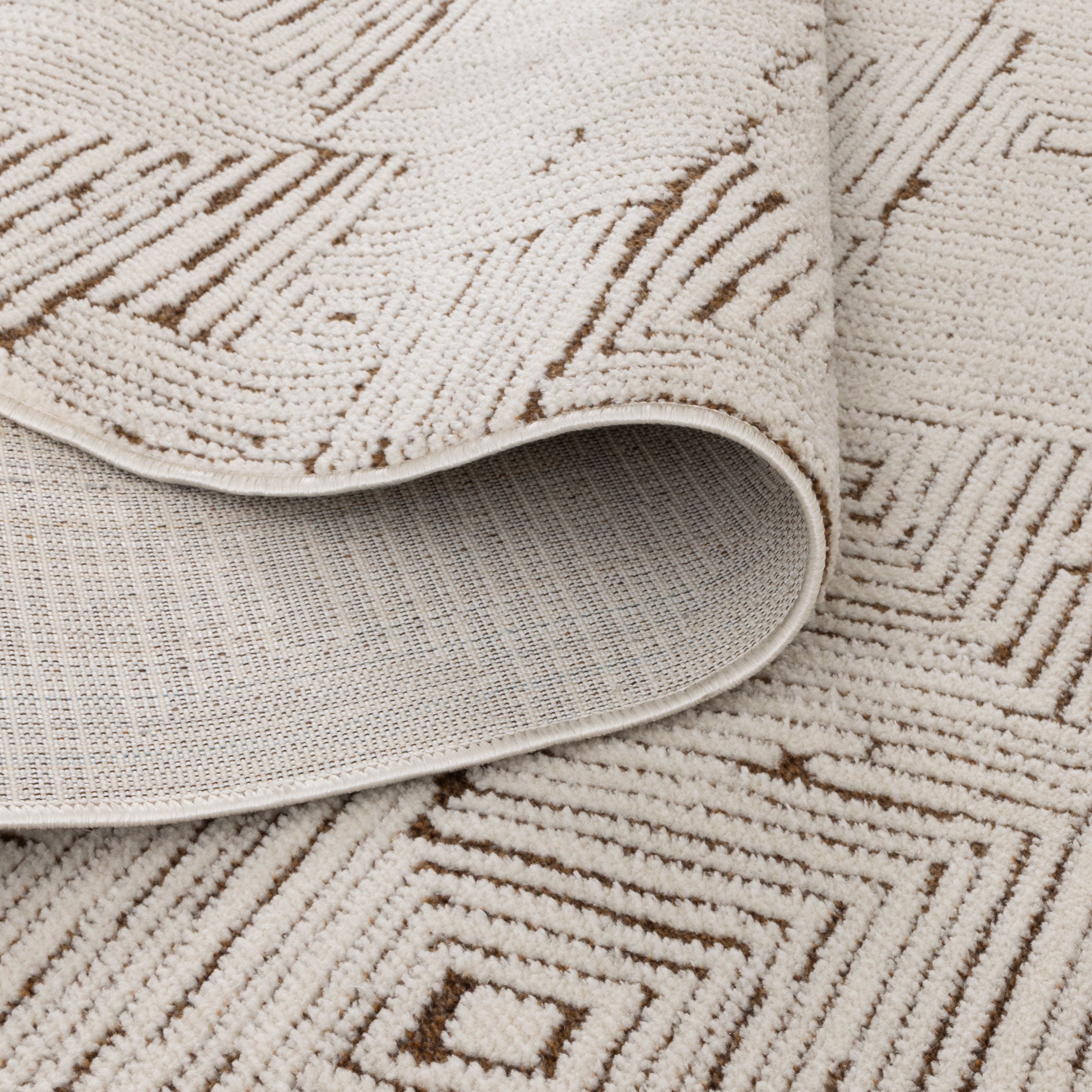 Mila Geometric Squares Cream Brown Rug - MIL8: New Arrival