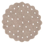 Mellow Round Scalloped Kids Rug Mushroom Beige