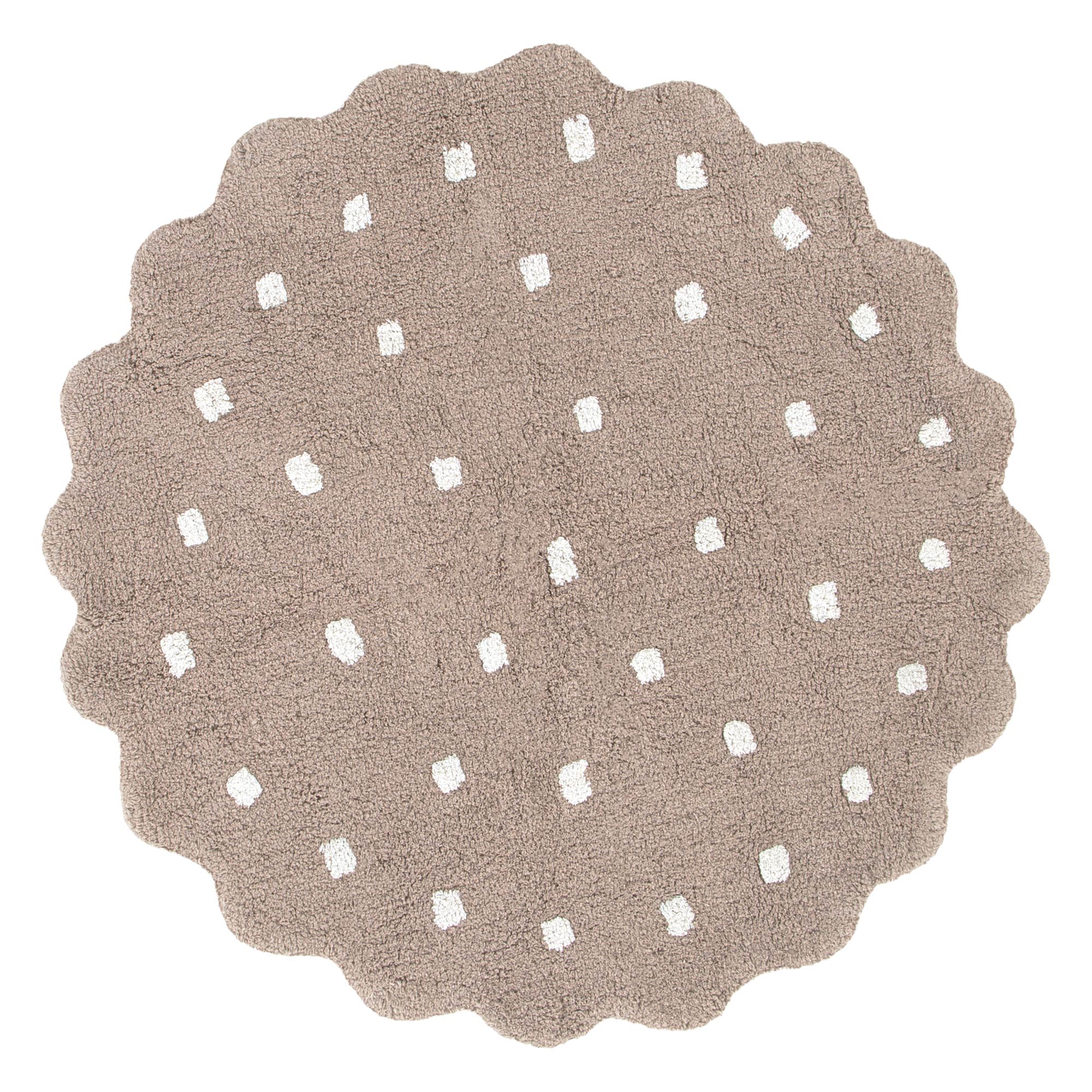 Mellow Round Scalloped Kids Rug Mushroom Beige