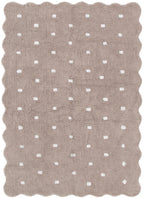 Mellow Rectangle Scalloped Kids Rug Mushroom Beige