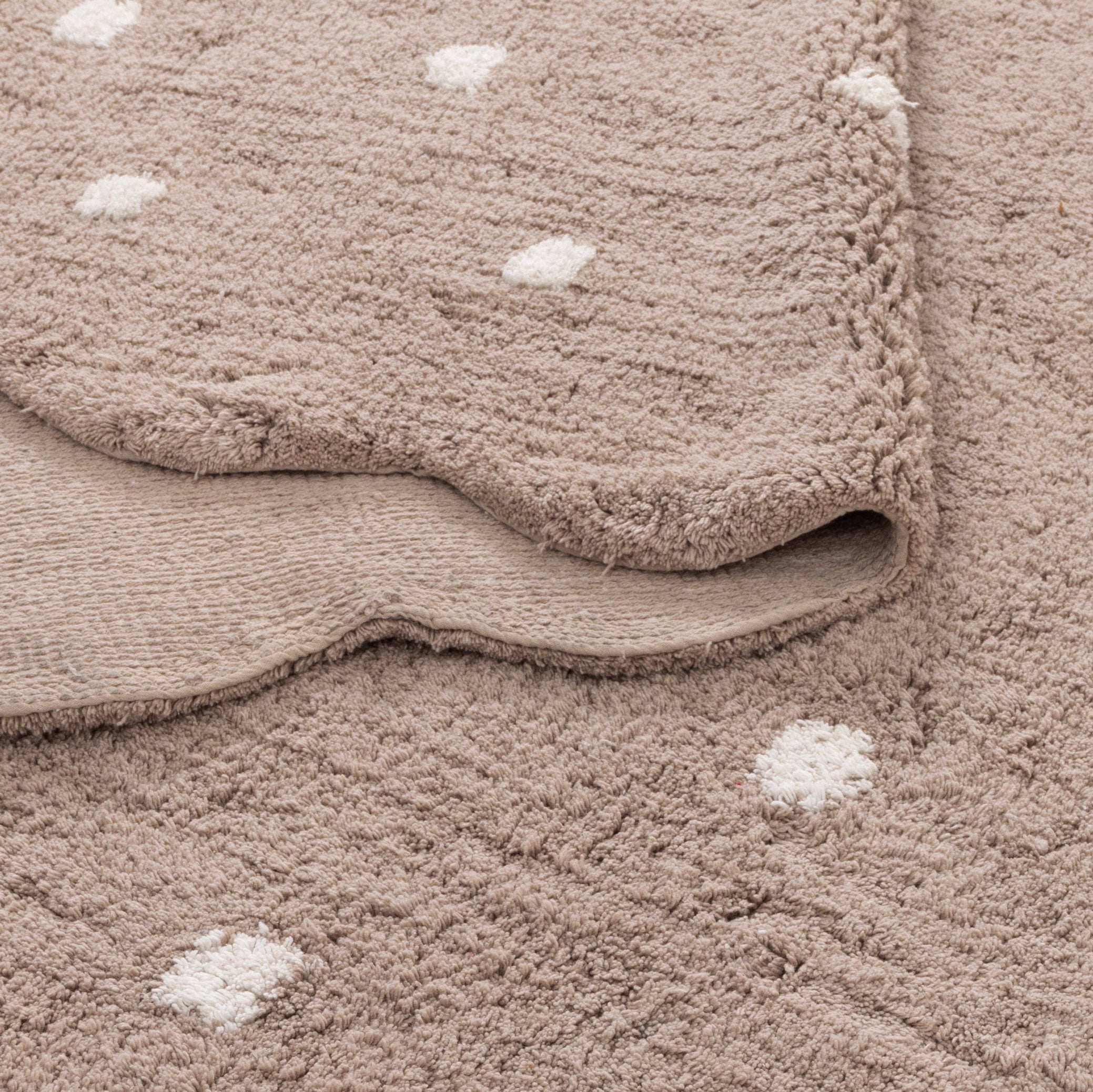 Mellow Rectangle Scalloped Kids Rug Mushroom Beige