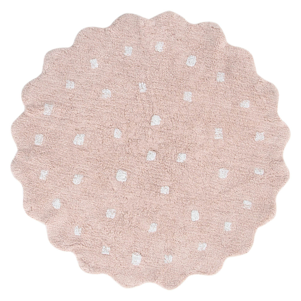 Mellow Round Scalloped Kids Rug Blush Pink
