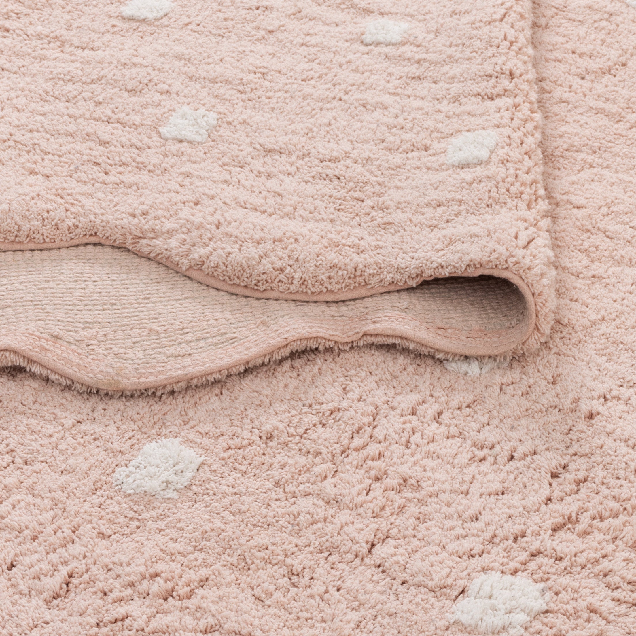 Mellow Round Scalloped Kids Rug Blush Pink