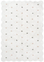 Mellow Rectangle Scalloped Kids Rug White & Multi