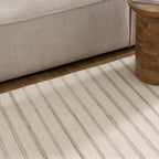 Praia Stripes Ivory Beige Wool Rug
