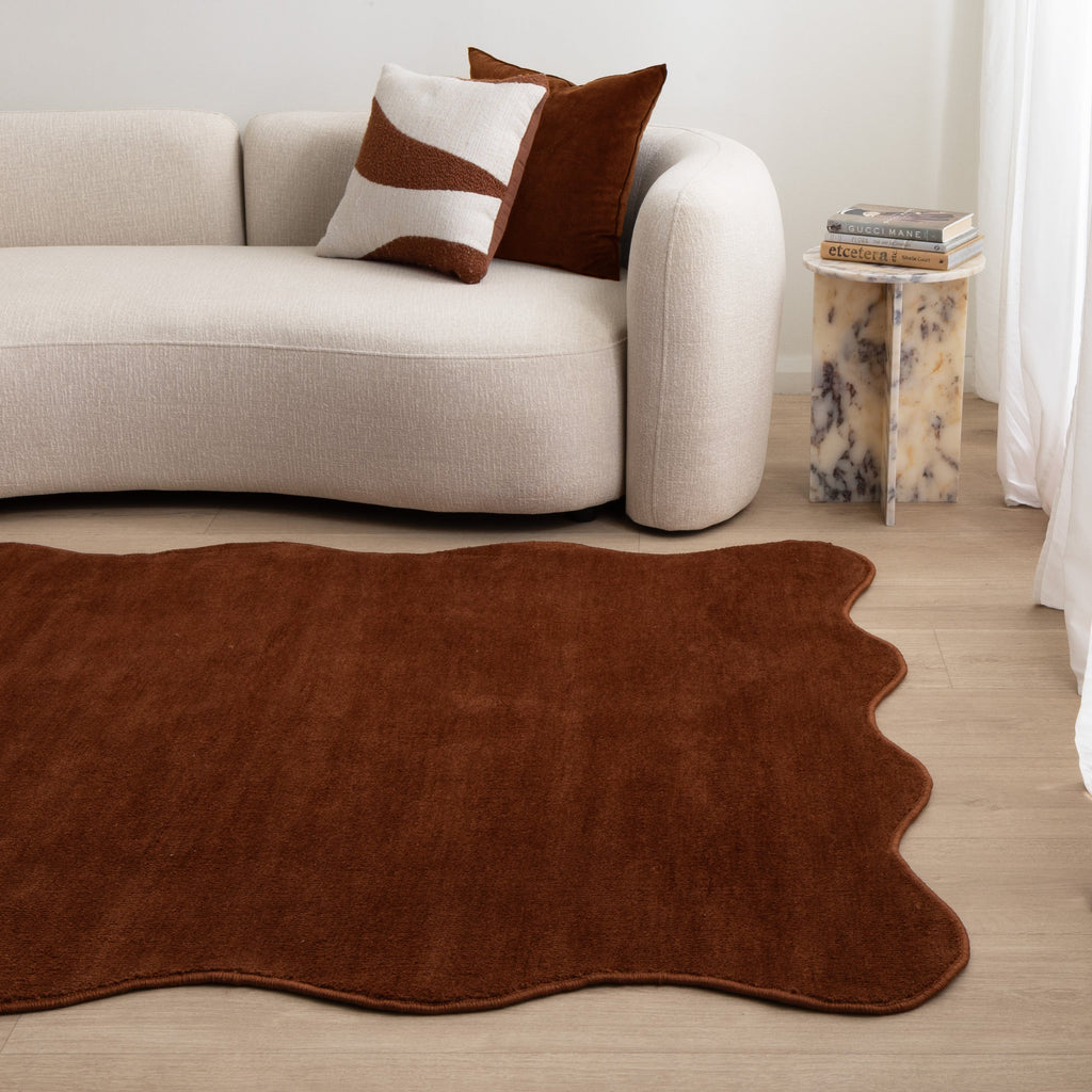 Ollie Scalloped Irregular Rug Terracotta