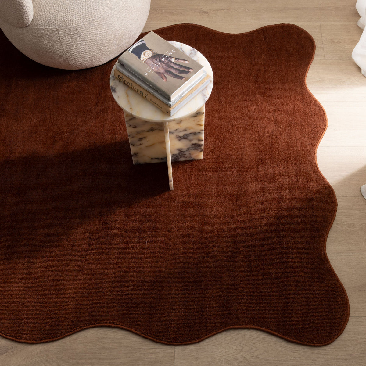Ollie Scalloped Irregular Rug Terracotta