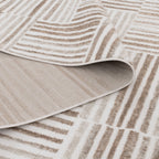 Wellington Geometric Lines Brown Rug - W001